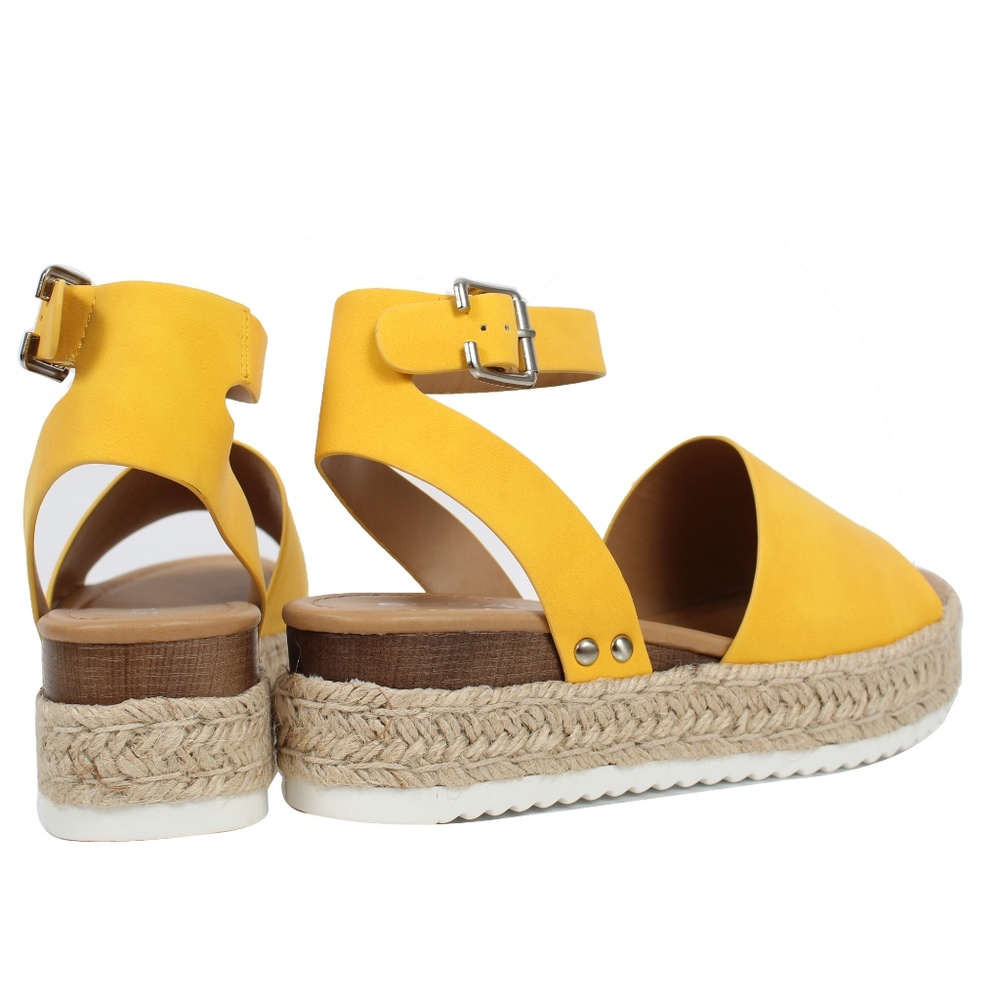 Size 10 Yellow Open Toe Halter Ankle Strap Espadr - Picture 4 of 7